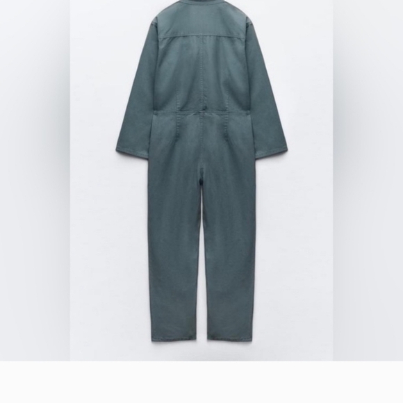 BNWT Zara Amelia Jumpsuit Slate Grey Lace Up Front Boilersuit Med Cotton Linen - Picture 5 of 14